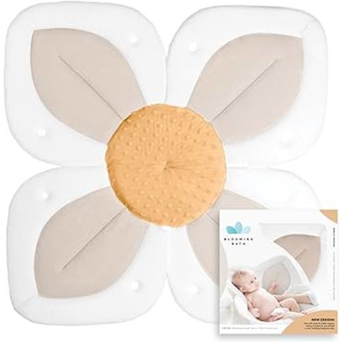 Blooming Bath Baby Bath Seat - Baby Tubs for Newborn Infants to Toddler 0 to 6 Months and Up - Baby Essentials Must Haves - The Original Washer-Safe Flower Seat (Lotus, Buttercream/Honey)