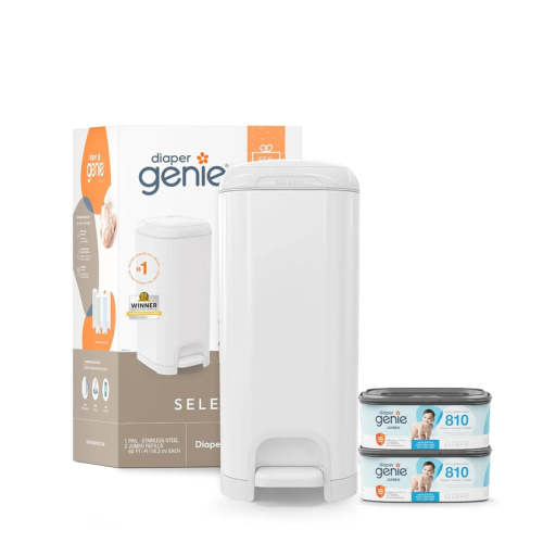Diaper Genie Select Diaper Pail Gift Set, Lily White