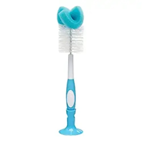Dr. Brown's Reusable Sponge Baby Bottle Cleaning Brush with Suction Cup Stand, Scrubber and Nipple Cleaner, Blue 1-Pack - Blue Bottle Brush, 1-pack