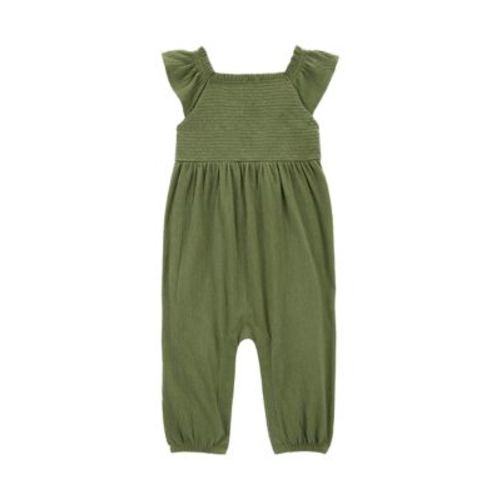 Baby Girls Solid Smocked Jumpsuit