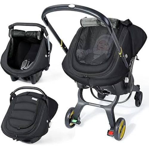 Winter Baby Car Seat Cover, Universal Carseat Cover for Babies with Breathable Mesh Window, Cozy and Warm Car Seat Covers for Cold Weather, Kick-Proof Infant Carseat Canopy for Boy Girl, Black