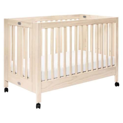 Maki Full-Size Portable Folding Crib with Toddler Bed Conversion Kit - washed natural color