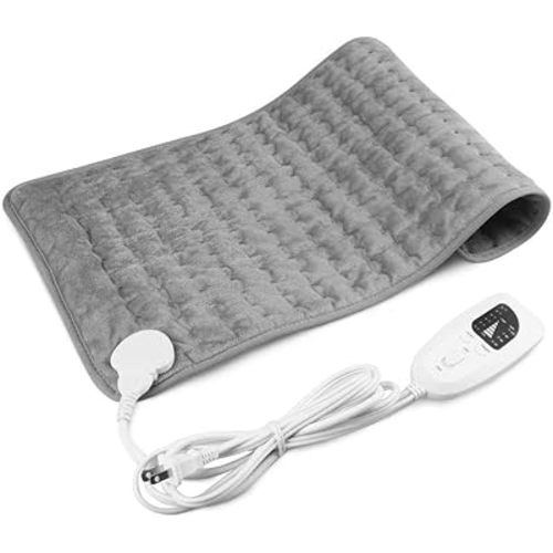 Heating Pad, Electric Heating Pads for Back, Neck, Shoulder, Abdomen, Pain Relief Moist 6 Fast Heating Settings,12 x 24, Silver Gray