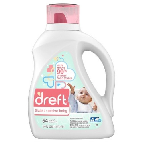 Dreft Active Baby Liquid Laundry Detergent, Size: 100 fl oz