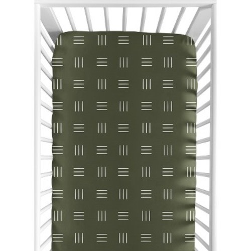 Sweet Jojo Designs Boy Girl Gender Neutral Unisex Baby Fitted Crib Sheet Boho Hatch Collection Green and White