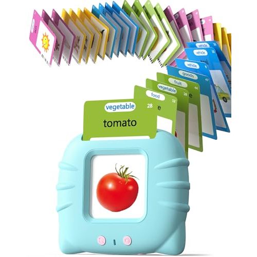 Airbition Talking Flash Cards for Toddlers Ages 14,224 Words English Blue | Montessori Language Learning Toys with 224 Words, Pocket Speech Therapy Toys, Sensory Learning Kit, Educational Toys for Kids