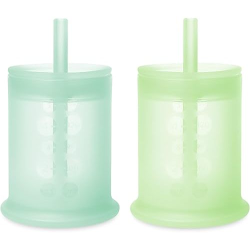 Olababy Silicone Training Cup with Straw Lid Bundle 5oz Mint + 5oz Kiwi