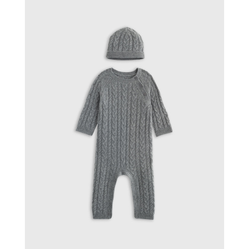 Washable Cashmere Cable One Piece & Hat Set