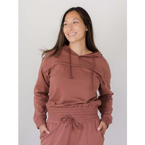Mila Cropped Nursing Hoodie | Redwood
