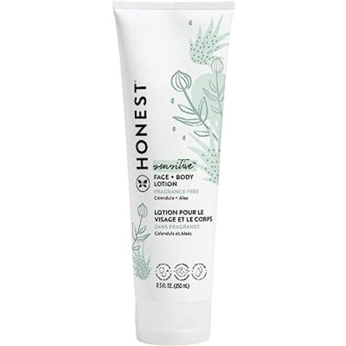 The Honest Company Hydrating Face + Body Lotion | Fast Absorbing, Naturally Derived, Hypoallergenic | Fragrance Free Sensitive, 8.5 fl oz