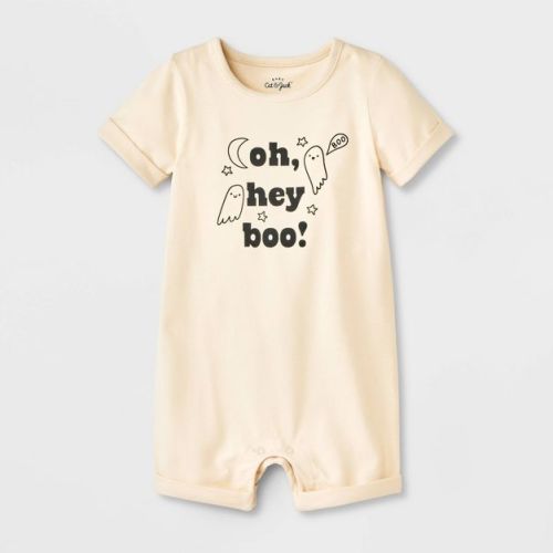 Baby Halloween Oh Hey Boo Short-Sleeve Romper - Cat & Jack™ Cream Newborn