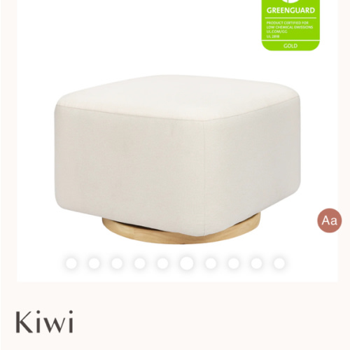 Babyletto Kiwi Gliding Ottoman in Eco-Performance Fabric cream color | Water Repellent & Stain Resistant