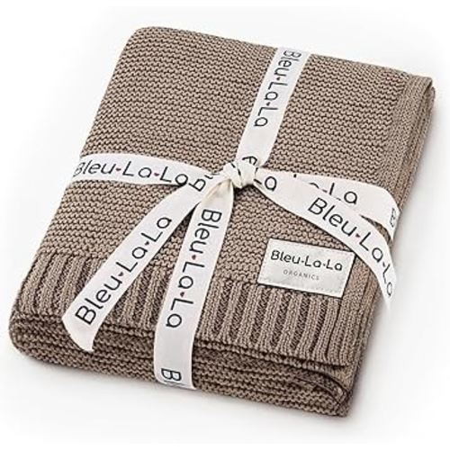 Organic Cotton Baby Swaddle Blanket - 100% Luxury Organic Cotton Knit Receiving Blanket - Soft Warm Unisex Shower Crib Blankets for Newborns Infants Boys & Girls (0-2Yrs - Milk Chocolate)