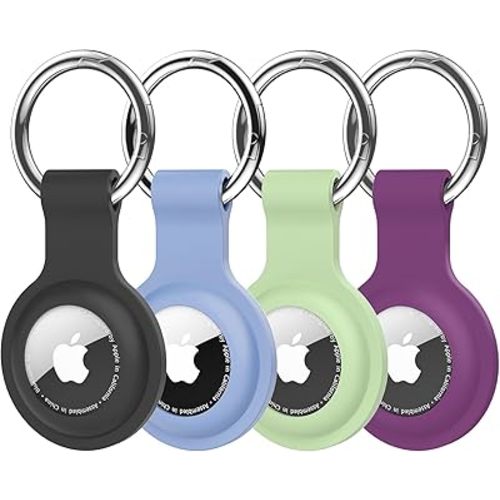 Air Tag Holder for AirTag Case Keychain,Silicone for AirTags Key Chain Ring Cases Cover Tags for Apple GPS Tracker Item Tag Finders for AirTag Accessories Air Tags-4 Pack for Apple AirTag Holder