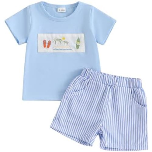 Toddler Baby Boy Summer Clothes Farm Animals/Dinosaur Print T-Shirt Top Casual Shorts Set Cute Infant Beach Outifts