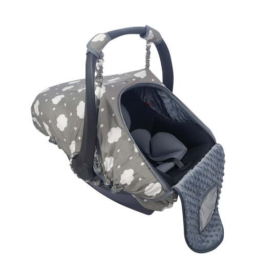 DODO NICI Baby Car Seat Cover, Grey Clouds, Secure Fit, Breathable Velvet, Universal Fit