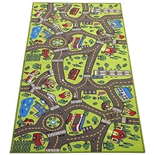 Kids Carpet Playmat Rug City Life Great for Playing with Cars and Toys - Play Learn and Have Fun Safely - Kids Baby Children Educational Road Traffic Play Mat for (X Large 6.6 Feet Long)