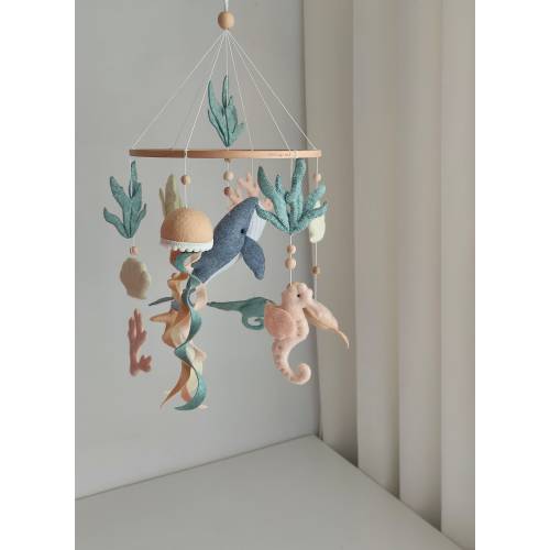 Baby mobile Ocean, Marine decor in the children's room, ocean decor, Marine mobile, Whale, turtle, corals, jellyfish