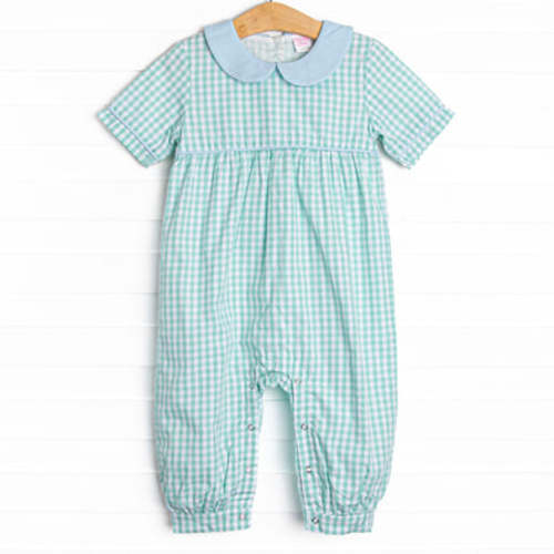 Garden Mint Gingham Romper, Green – Stitchy Fish