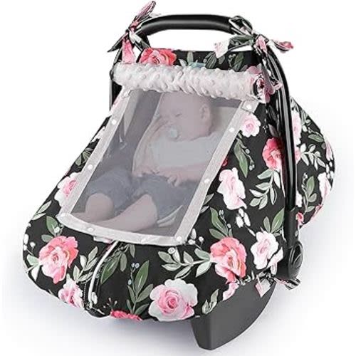 Baby Car Seat Cover Infant Car Seat Covers for Babies Unicorn Castle Breathable Car Seat Canopy Mesh Window Carseat Cover for Four Seasons Newborn