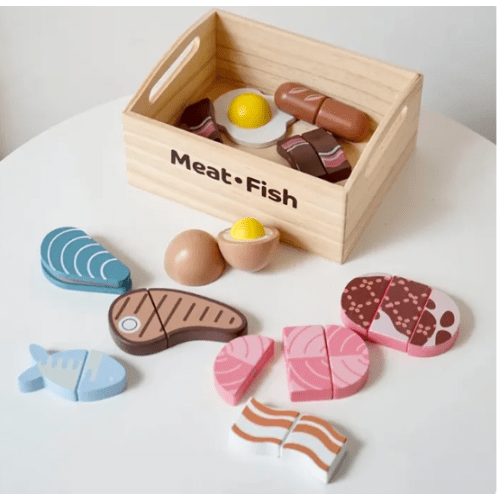 Nordic Wooden Magnetic Kitchen Toy Realistic Food Simulation Children's Playset Fruit Vegetable Cutting Fun Educational Game