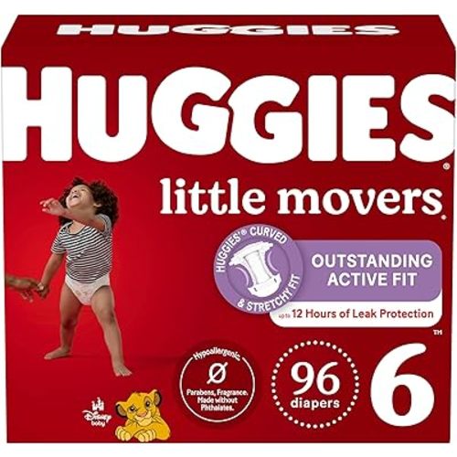 Huggies Size 6 Diapers, Little Movers Baby Diapers, Size 6 (35+ lbs), 96 Ct (2 Packs of 48)