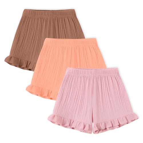 DREAM BUS 3 Pack Baby Girls Shorts Toddler Summer Casual Shorts Cotton Toddler Girls Ruffled Shorts Newborn Infant Bloomers