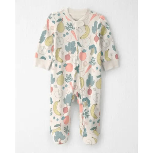 Baby Organic Cotton Sleep & Play Pajama in Veggie Fruit - Little Planet | - 0-3 Mos