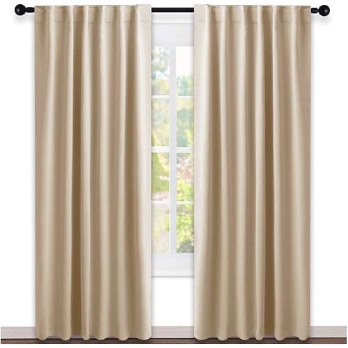 NICETOWN Window Treatment Elegant Curtains - (Biscotti Beige Color) 52 Width X 84 Length, 1 Pair, Curtains and Drapes for Bedroom