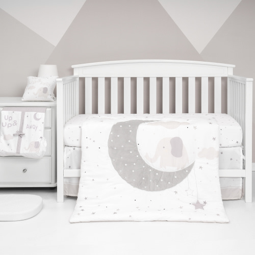 Nipperland To The Moon 5 Piece Cotton White Gray Baby Crib Children Bedding Set