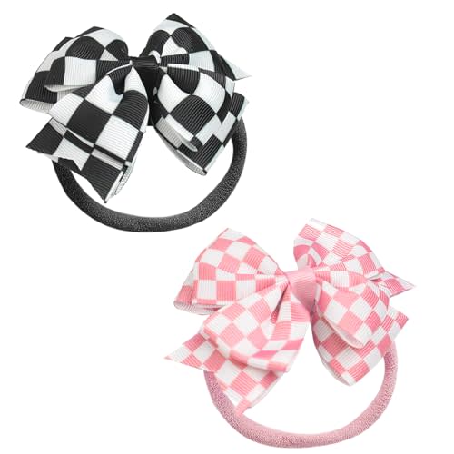 2Pcs Baby Girls Racing Checkered Flag Bow Headband Infant Toddler Birthday Party Dress Up Hair Accessories
