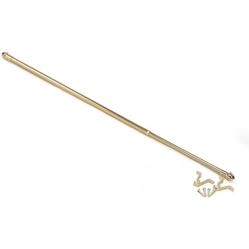 Fantasia Cafe Decorative Window Curtain Rod, 18"- 28" Adjustable Width, 7/16" Diameter, 3/4" Projection - Brass with Matching Finials - Easy to Install Telescoping Rod - Brackets & Hardware Included