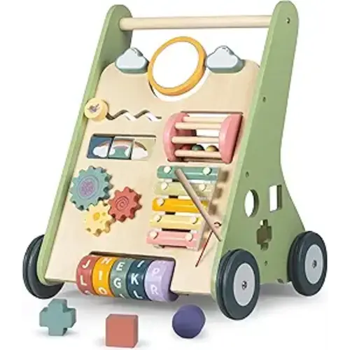 Wooden Baby Walker, Montessori Walker for Babies 12 Months, Push Walking Toys for 1 Year Old Learning to Walk