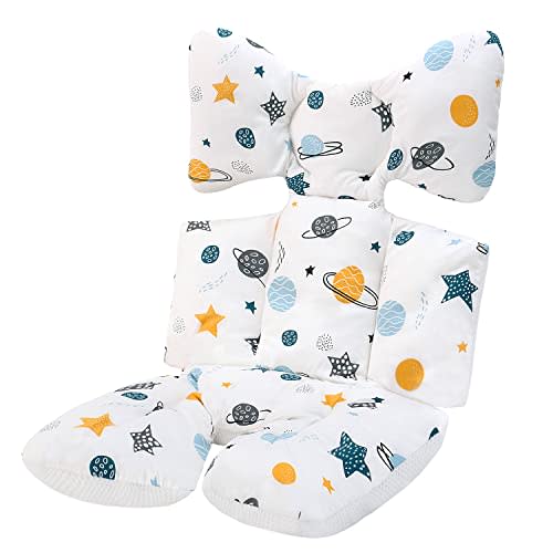 Baby Stroller Seat Liners, Reversible Baby Stroller Cushion Pad Soft and Breathable 3D Air Mesh Cotton Universal Baby Seat Pad Liner for Strollers, Car Seats (Planet)