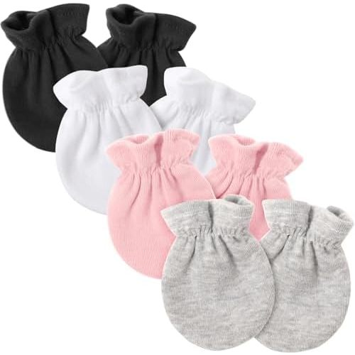 BQUBO Newborn Infant Toddler Mittens No Scratch Cotton Elastic Wrist Gloves Hypoallergenic for 0-6 Months Baby Boys Girls