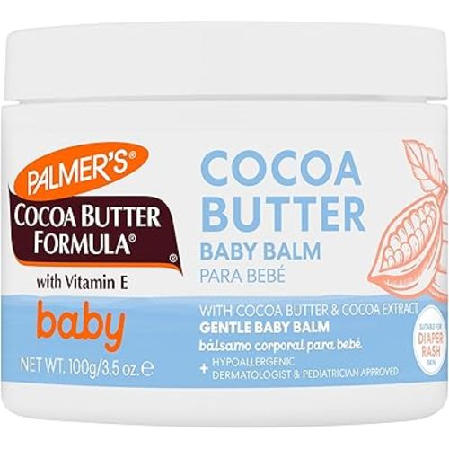 Palmer's Baby Balm, Cocoa Butter Formula Hydrating Baby Cream, 3.5 Oz, Nourishing Dry Skin, Eczema, Cradle Cap & Diaper Rash Cream, Hypoallergenic, 48Hr Moisture, Dermatologist Tested Baby Essentials