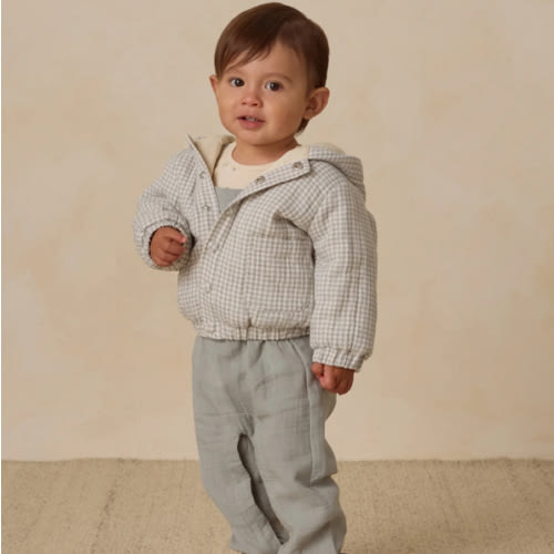 Hooded Woven Jacket || Blue Gingham – Quincy Mae