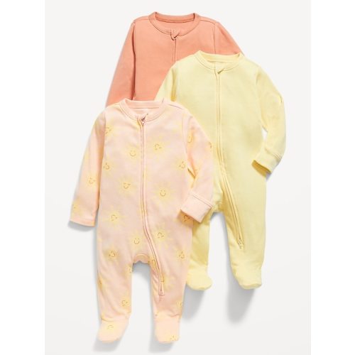 Unisex 2-Way-Zip Sleep & Play Footed One-Piece 3-Pack for Baby