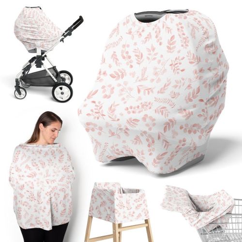 Sweet Jojo Designs Girl 5-in-1 Multi Use Baby Nursing Cover Botanical Pink And White