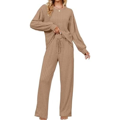 Blooming Jelly Womens Lounge Set Cute Long Sleeve Pajama Sets Casual 2 Piece Pj Outfit Fall Sleepwear Pockets