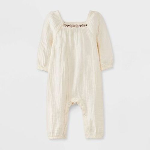 Grayson Mini Baby Girls' Henley Romper - Cream Size 3-6m