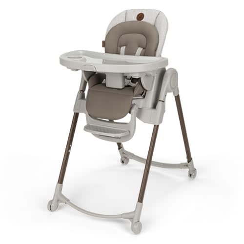 Maxi-Cosi Minla 6-in-1 High Chair for Babies & Toddlers, Portable Foldable Highchair, EcoCare Fabric, 9 Heights, 5 Reclines, 4 Tray Positions, Truffle