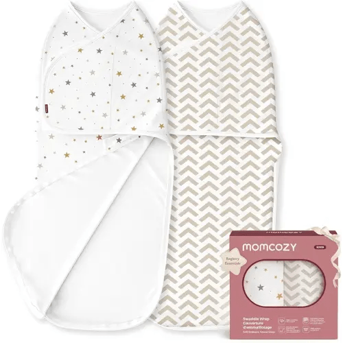 Momcozy Swaddles for Newborns, Quiet Fastner Suitable for Infant 0-3 Months, New-Parent-Friendly Swaddle Sack, Reduce Startle Reflex, Newborn Boys Girls Registry Essentials, 2-Pack, Wonder
