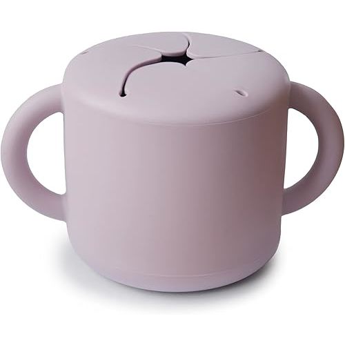 mushie Silicone Snack Cup | Spill Proof Food Container for Toddler and Baby (Soft Lilac)