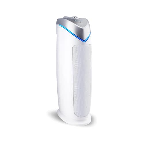 GermGuardian Air Purifier for Home with HEPA Pure Filter, for Wildfire Smoke, Pet Dander, Pollen, Odors, Large Rooms Up To 743 Sq. Ft., Removes 99.97% Pollutants, UV-C Light, 22", AC4825W, White