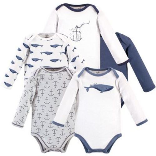 Touched By Nature Organic Cotton Long-sleeve Bodysuits 5pk, Blue Whale, 3-6 Months
