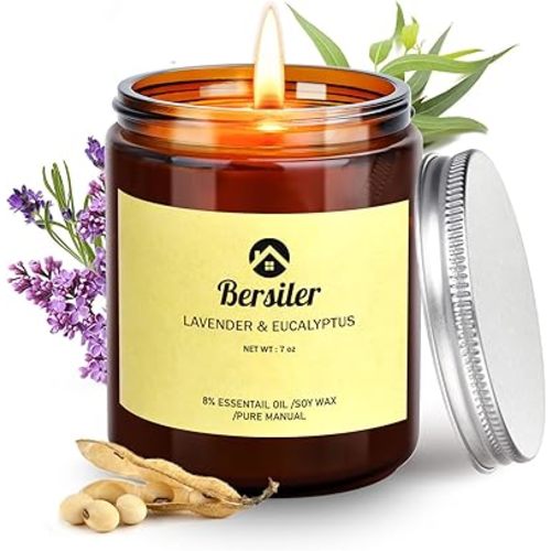 Aromatherapy Candles, Scented Candles, 7OZ Lavender Eucalyptus Candles Stress Relief and Relax for Home & Bedroom Gift for Women Birthday Christmas, Soy Wax Candle