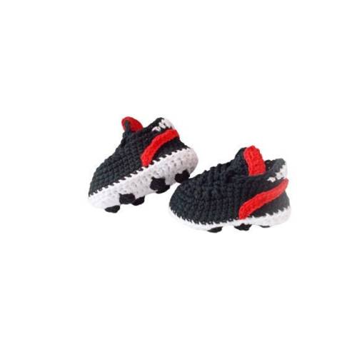 Crochet baby Black Soccer Shoes,  Baby's First Cleats, Baby Sports Football boots