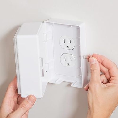 Award Winning Child Proof Outlet Box Cover | Outlet Cover Box | Outlet Lock Box | Locking Outlet Cover | Plug Covers Baby Proofing | Baby Outlet Covers Baby Proofing | Baby Proofing Outlet Protector