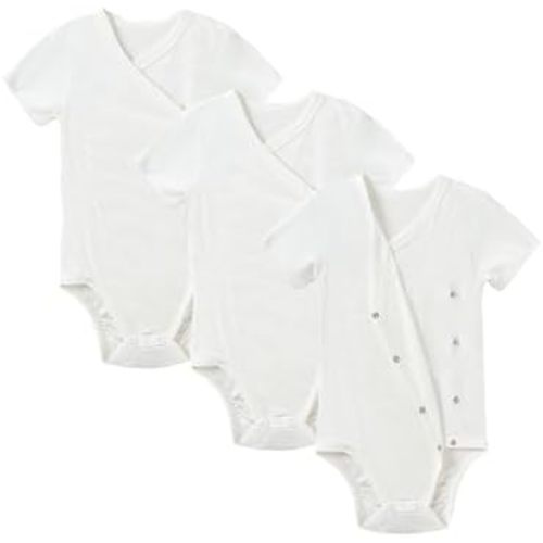 DEFAHN Viscose from Bamboo Baby Side Snap Bodysuit Kimono Onsies 3-Pack Long Short Sleeve Boy Girl Boys